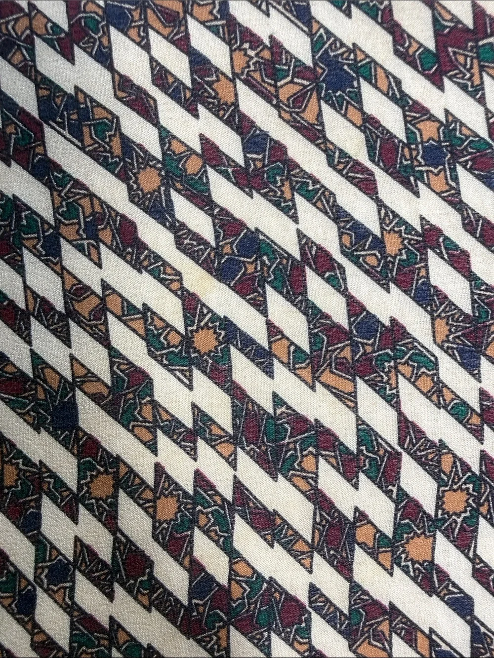 Oscar de la Renta OscarII square silk scarf navy blue, green, red, gold, & ivory